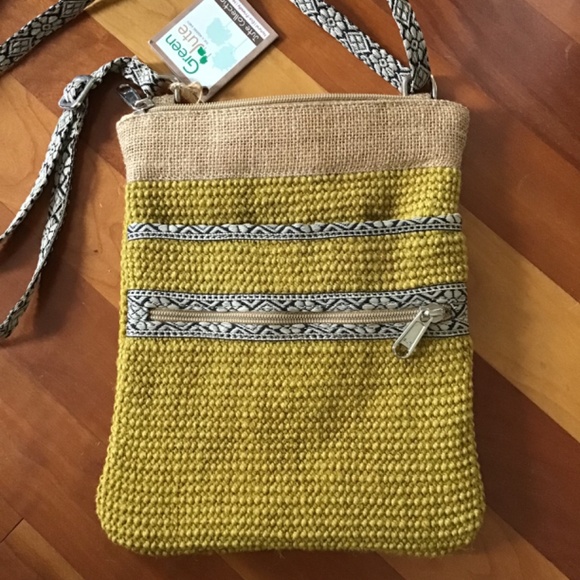 Jute Handbag Mustard Gold Yellow Hipster Sling Bag Handmade Natural Fiber New - Picture 4 of 11